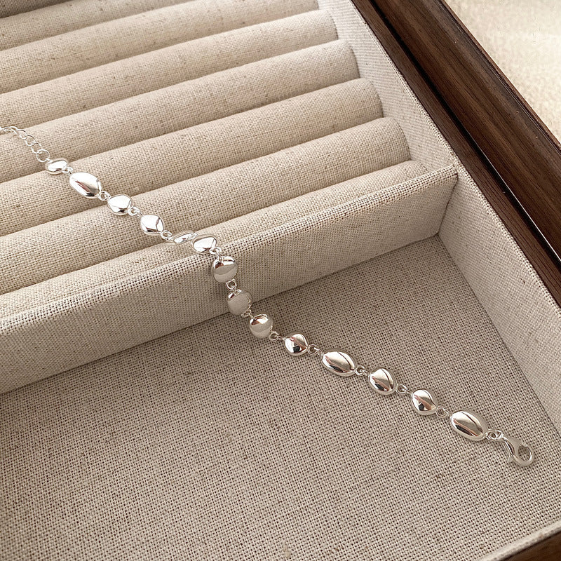 925 Sterling Silver Irregular Pebble Link Bracelet 100100247