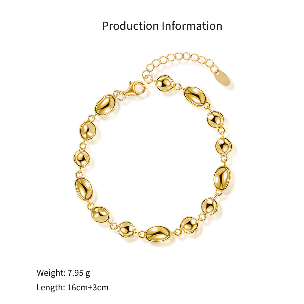 925 Sterling Silver Irregular Pebble Link Bracelet 100100247