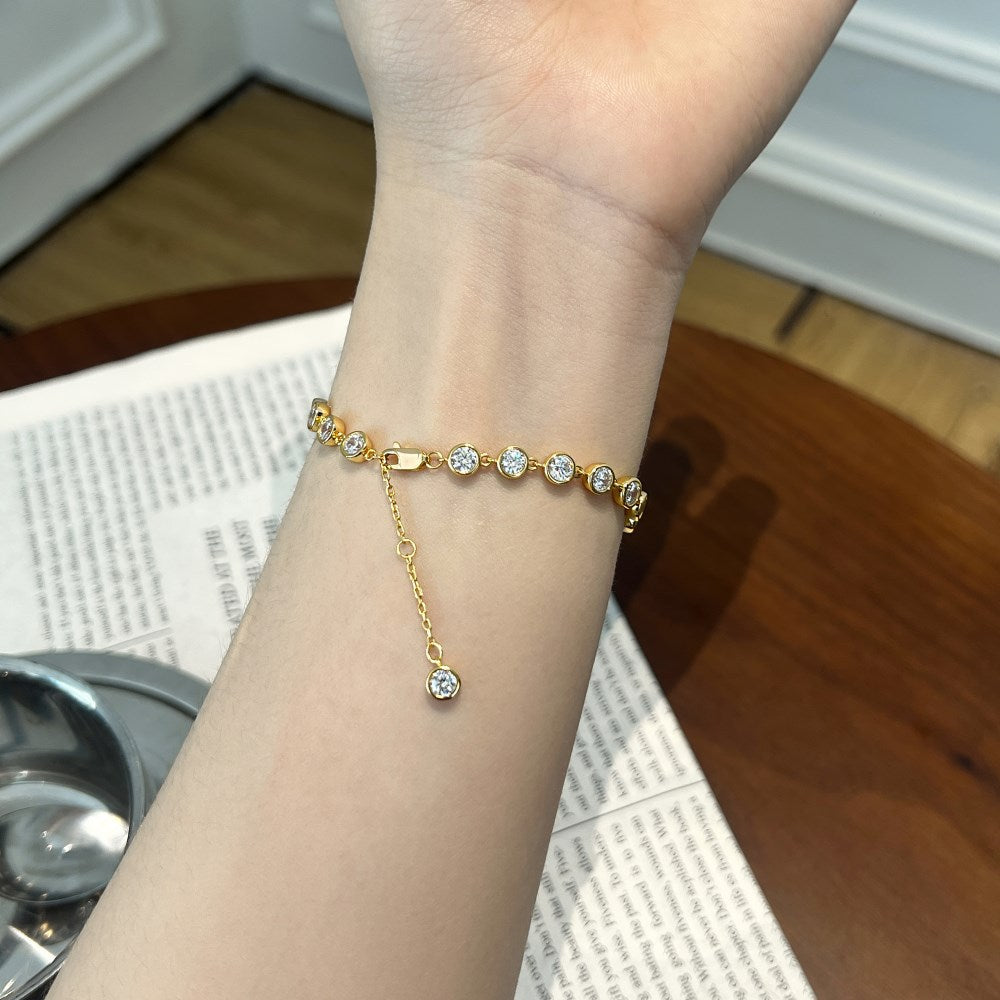 925 Sterling Silver 4mm Bezel-Set Zircon Tennis Bracelet 100100251