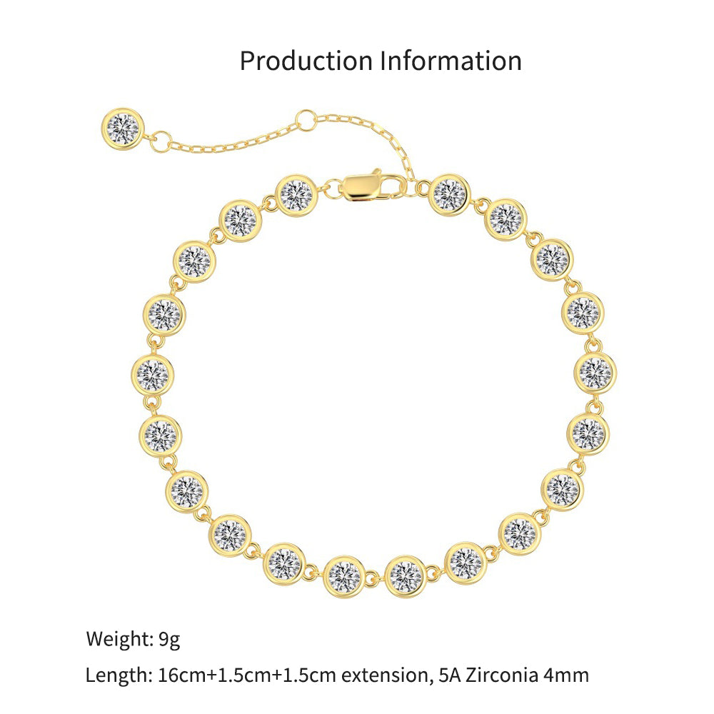 925 Sterling Silver 4mm Bezel-Set Zircon Tennis Bracelet 100100251