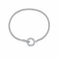925 Sterling Silver CZ Tennis Chain Toggle Bracelet 100100256