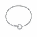 925 Sterling Silver CZ Tennis Chain Toggle Bracelet 100100256