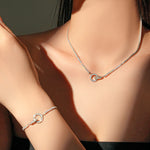 925 Sterling Silver CZ Tennis Chain Toggle Bracelet 100100256