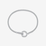 925 Sterling Silver CZ Tennis Chain Toggle Bracelet 100100256