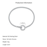 925 Sterling Silver CZ Tennis Chain Toggle Bracelet 100100256