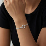 925 Sterling Silver CZ Tennis Chain Toggle Bracelet 100100256