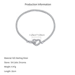 925 Sterling Silver CZ Tennis Chain Heart Toggle Bracelet 100100257