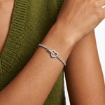 925 Sterling Silver CZ Tennis Chain Heart Toggle Bracelet 100100257