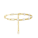925 Sterling Silver Freshwater Pearl Paperclip Link Bracelet 100500052