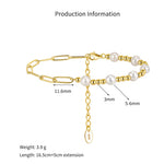 925 Sterling Silver Freshwater Pearl Paperclip Link Bracelet 100500052