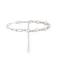 925 Sterling Silver Freshwater Pearl Paperclip Link Bracelet 100500052