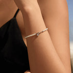 925 Sterling Silver Crystal Pearl Beaded Bracelet 100500055
