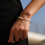 925 Sterling Silver Crystal Pearl Beaded Bracelet 100500055