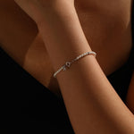 925 Sterling Silver Crystal Pearl Beaded Bracelet 100500055