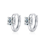 925 Sterling Silver Moissanite Solitaire Huggie Hoop Earrings 110100043