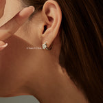 925 Sterling Silver Moissanite Solitaire Huggie Hoop Earrings 110100043