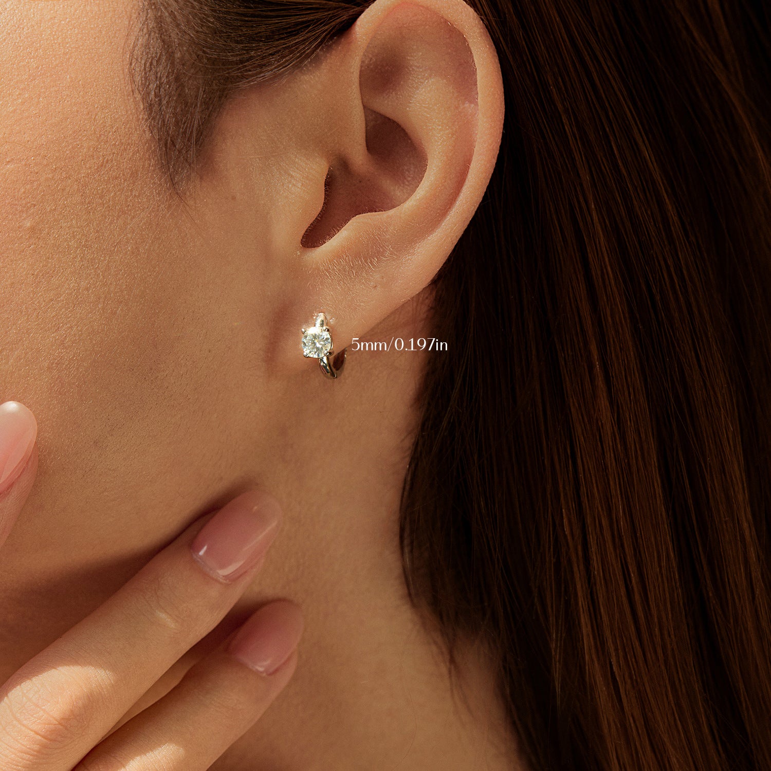 925 Sterling Silver Moissanite Solitaire Huggie Hoop Earrings 110100043