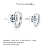 925 Sterling Silver Moissanite Solitaire Huggie Hoop Earrings 110100043