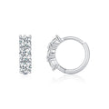 925 Sterling Silver Three-Stone Moissanite Huggie Hoop Earrings 110100044