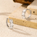 925 Sterling Silver Three-Stone Moissanite Huggie Hoop Earrings 110100044