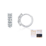 925 Sterling Silver Three-Stone Moissanite Huggie Hoop Earrings 110100044