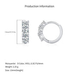 925 Sterling Silver Three-Stone Moissanite Huggie Hoop Earrings 110100044