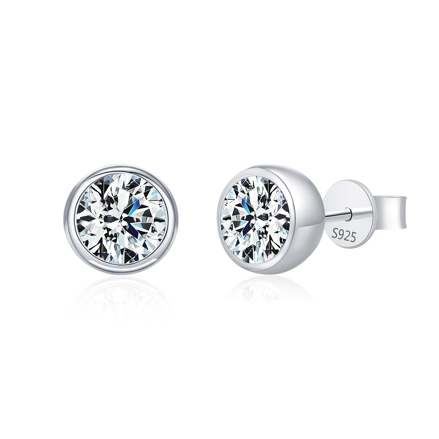 925 Sterling Silver Moissanite Bezel Bubble Stud Earrings 110100045