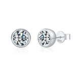 925 Sterling Silver Moissanite Bezel Bubble Stud Earrings 110100045