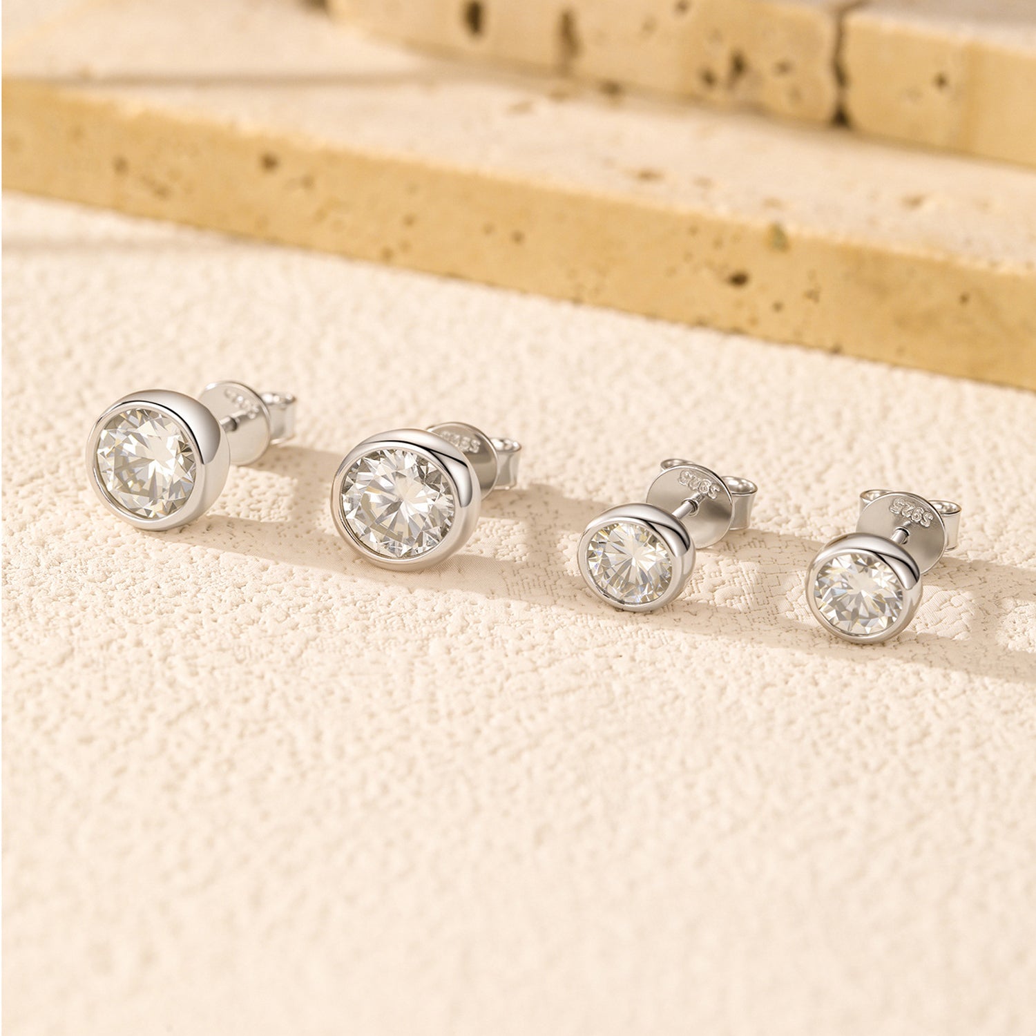 925 Sterling Silver Moissanite Bezel Bubble Stud Earrings 110100045