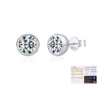 925 Sterling Silver Moissanite Bezel Bubble Stud Earrings 110100045