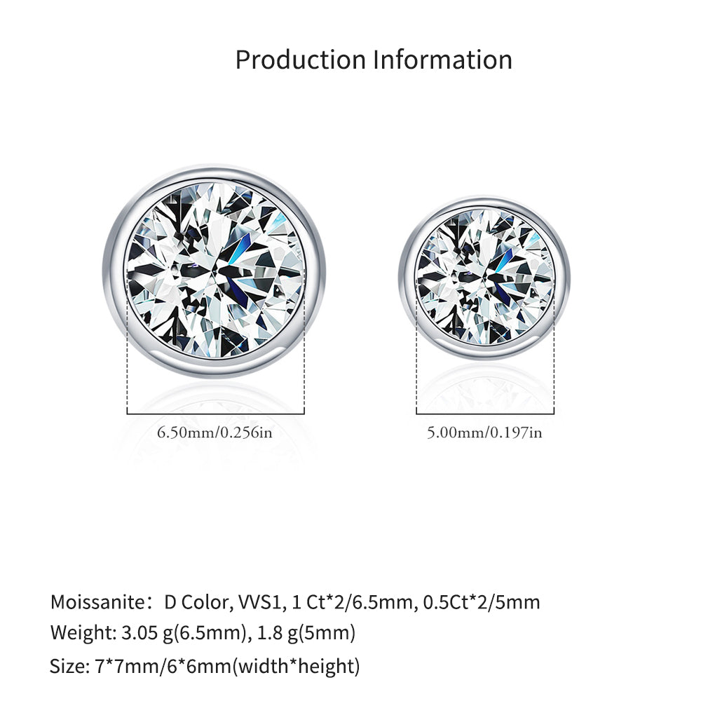 925 Sterling Silver Moissanite Bezel Bubble Stud Earrings 110100045