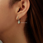 925 Sterling Silver Moissanite Bezel Charm Huggie Hoop Earrings 110100047
