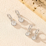 925 Sterling Silver Moissanite Bezel Charm Huggie Hoop Earrings 110100047