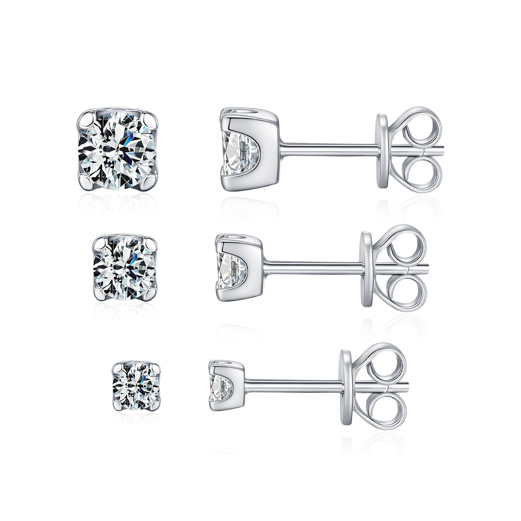 925 Sterling Silver Moissanite Solitaire Stud Earrings 110100048