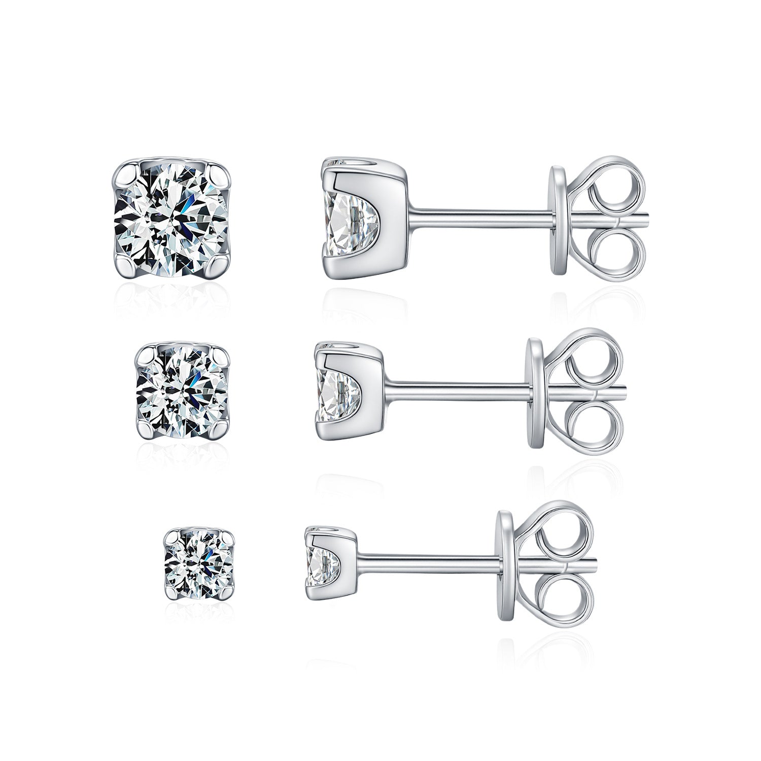 925 Sterling Silver Moissanite Solitaire Stud Earrings 110100048