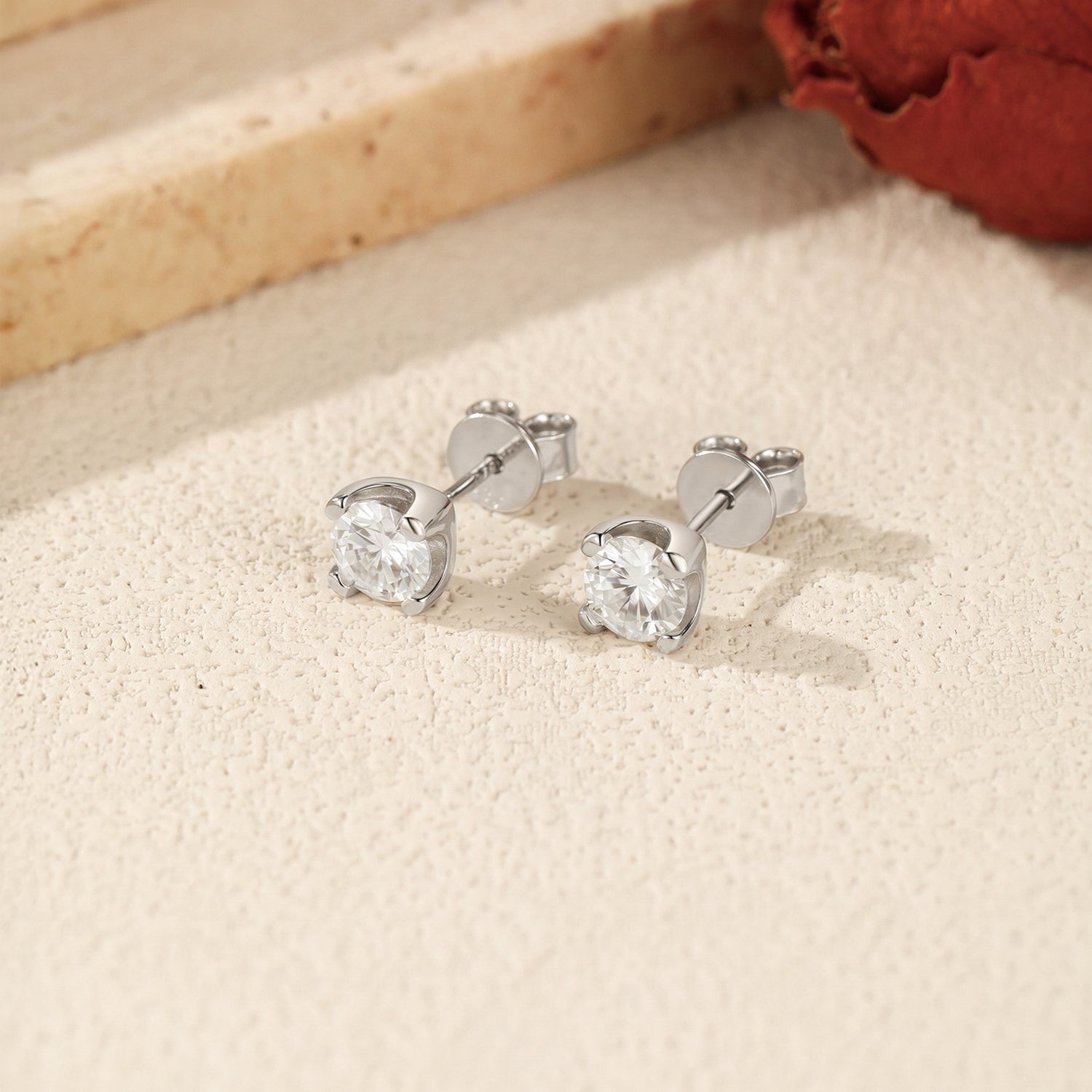 925 Sterling Silver Moissanite Solitaire Stud Earrings 110100048