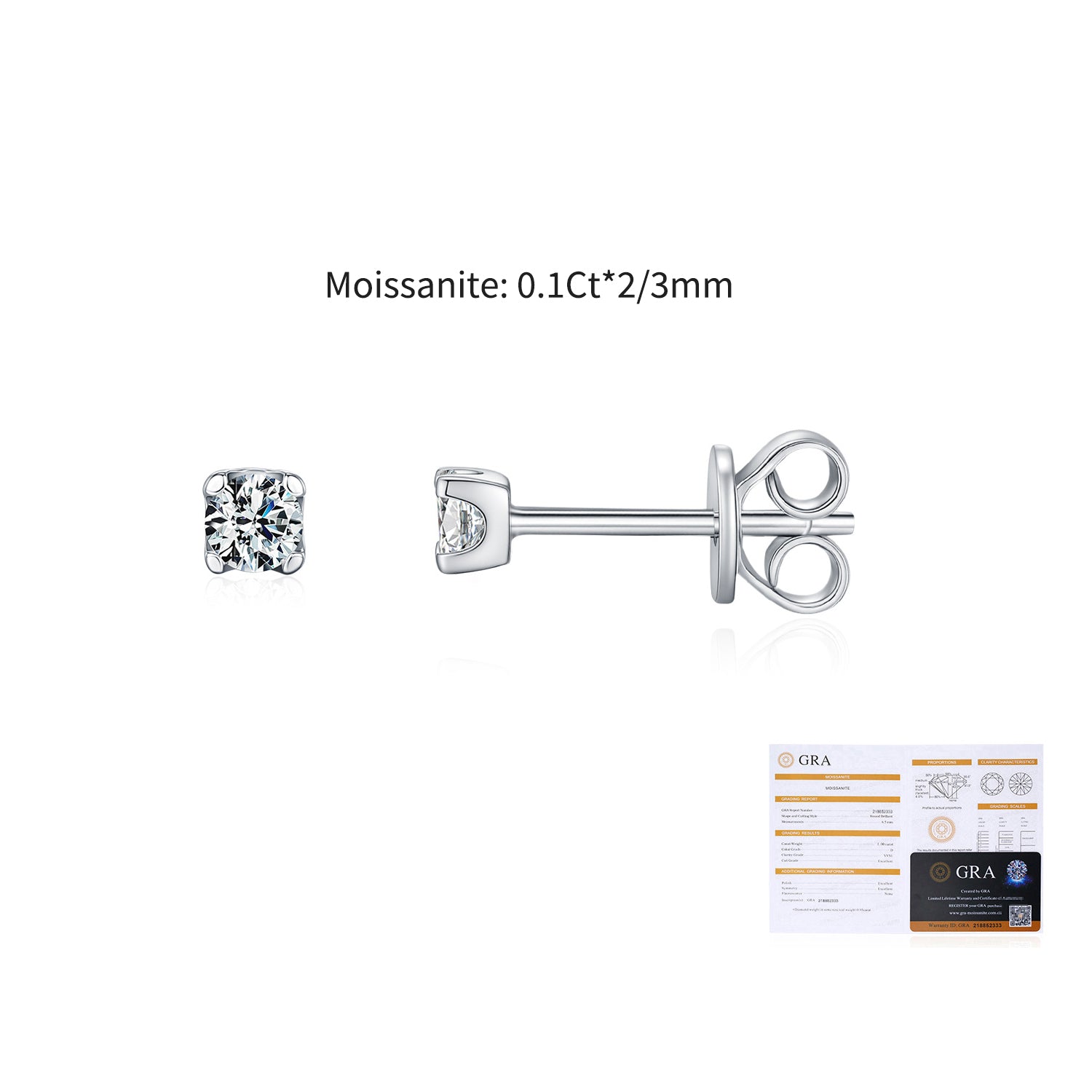 925 Sterling Silver Moissanite Solitaire Stud Earrings 110100048