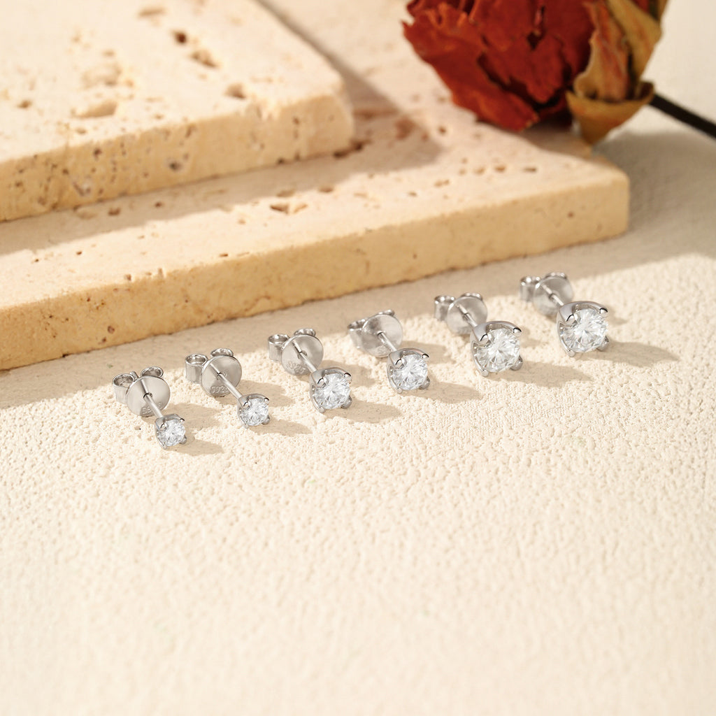 925 Sterling Silver Moissanite Solitaire Stud Earrings 110100048