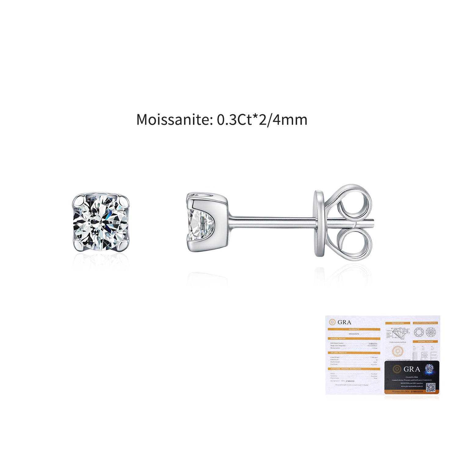 925 Sterling Silver Moissanite Solitaire Stud Earrings 110100048