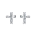 925 Sterling Silver Full Pavé Moissanite Cross Stud Earrings 110100050