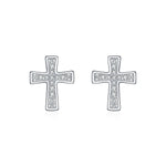 925 Sterling Silver Full Pavé Moissanite Cross Stud Earrings 110100050