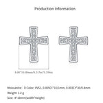 925 Sterling Silver Full Pavé Moissanite Cross Stud Earrings 110100050