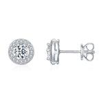 925 Sterling Silver Brilliant Moissanite Halo Stud Earrings 110100052