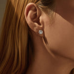 925 Sterling Silver Brilliant Moissanite Halo Stud Earrings 110100052