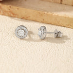 925 Sterling Silver Brilliant Moissanite Halo Stud Earrings 110100052