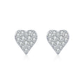 925 Sterling Silver Full Pavé Moissanite Heart Stud Earrings 110100053