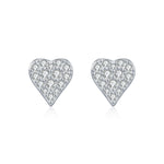 925 Sterling Silver Full Pavé Moissanite Heart Stud Earrings 110100053