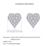 925 Sterling Silver Full Pavé Moissanite Heart Stud Earrings 110100053