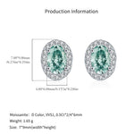 925 Sterling Silver Cyan Oval Moissanite Halo Stud Earrings 110100054