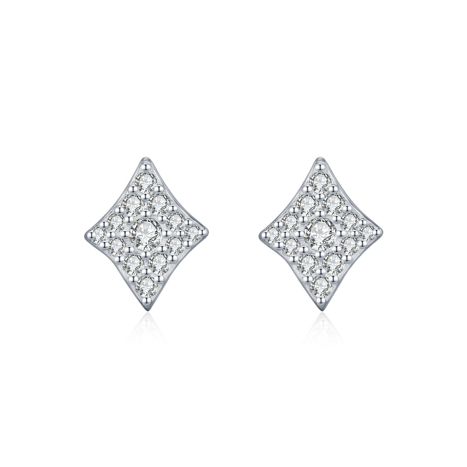 925 Sterling Silver Moissanite Rhombus Stud Earrings 110100055